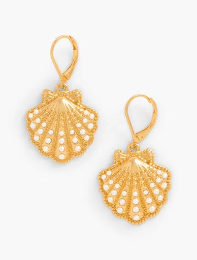 Talbots Embellished Shell Drop Earrings - Ivory/gold - 001