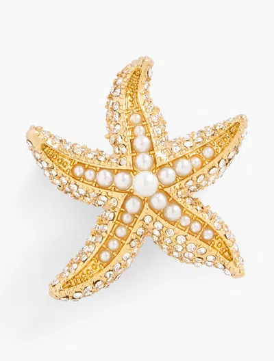 Talbots Embellished Starfish Brooch - Ivory/gold - 001  In Ivory,gold