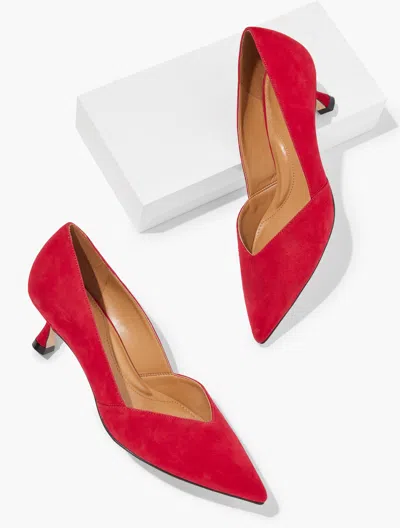 Talbots Ember Suede Kitten Heel Pumps - Red - 11m