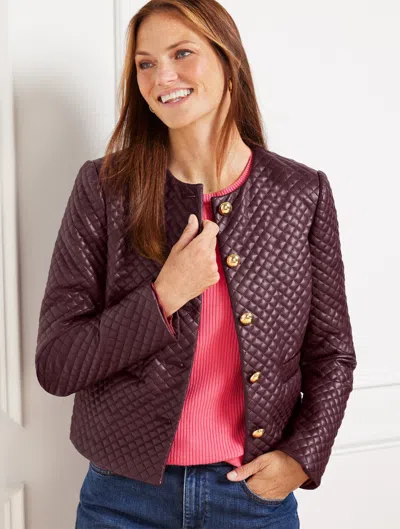 Talbots Embossed Faux Leather Jacket - Rich Burgundy - 18