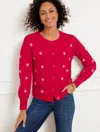 Talbots Embroidered Bobble Cardigan Sweater - X  In Red