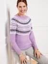 Talbots Embroidered Crewneck Sweater - Frost Fair Isle - Purple Rose - 3x  In Purple Rose
