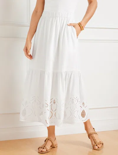 Talbots Plus Size - Embroidered Fit & Flare Skirt - White - 3x