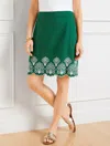 TALBOTS PLUS SIZE - EMBROIDERED LINEN COTTON SKIRT - HERITAGE GREEN - 24 TALBOTS