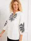 Talbots Embroidered Linen Cotton Tunic Top - White - 1x