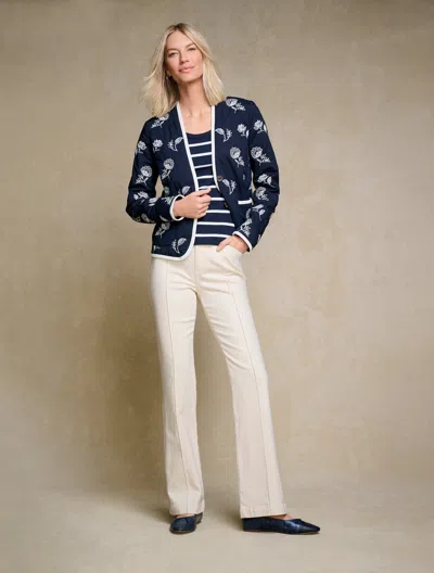 Talbots Embroidered Poplin Quilted Jacket - Indigo - Small