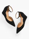 Talbots Emma Suede Wedge Pumps - Black - 10m  In Black