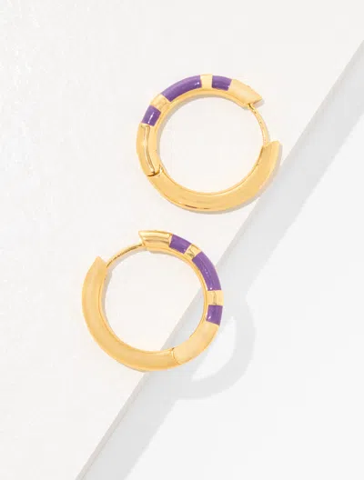 Talbots Enamel Stripe Hoop Earrings - Pretty Plum/gold - 001