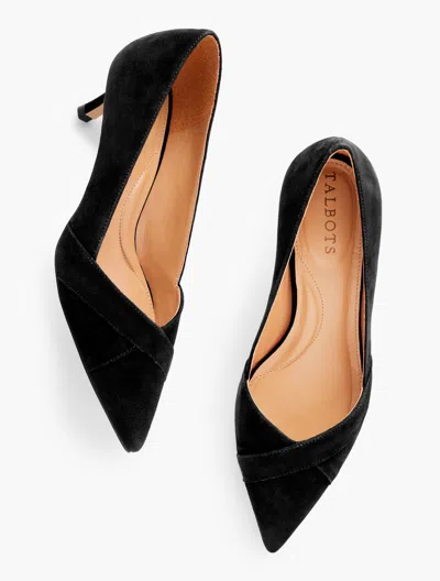 Talbots Erica Kitten Heel Pumps - Suede - Black - 11m