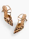 Talbots Evelyn Suede Flare Heel Pumps - Leopard - Tan - 10 1/2 M  In Brown