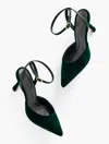 Talbots Evelyn Velvet Flare Heel Pumps - Highland Green - 8 1/2 M - 100% Cotton  In Highland Green