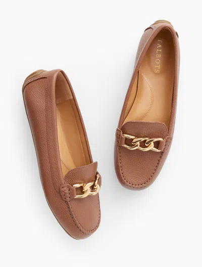 Talbots Everson Chain Leather Driving Moccasins Shoes - Cognac - 9m