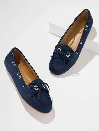 Talbots Everson Pebble Leather Driving Loafers - Blue - 5m