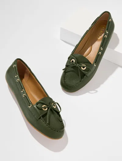 Talbots Everson Pebble Leather Driving Loafers - Dark Olive - 5m