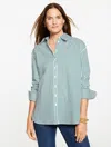 Talbots Everyday Relaxed Shirt - Bold Stripe - Lush Green/white - Small - 100% Cotton  In Green