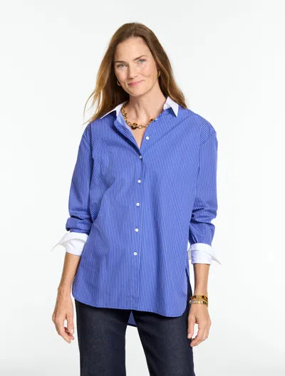 Talbots Everyday Relaxed Shirt - Pretty Pinstripe - Blue/white - Xs - 100% Cotton  In Blue,white
