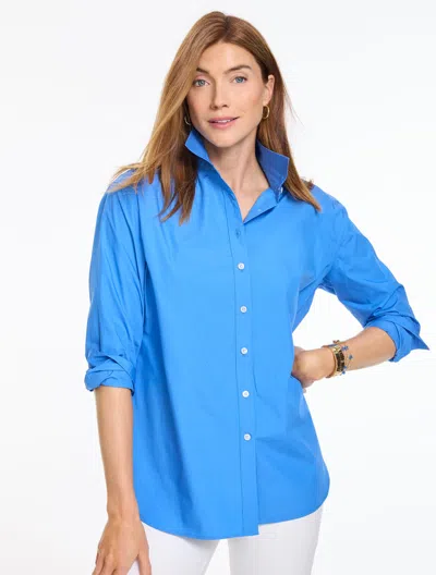 Talbots Everyday Relaxed Shirt - Wildflower Blue - Xs - 100% Cotton