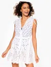 TALBOTS EYELET PALM COVER-UP DRESS - WHITE - SMALL - 100% COTTON TALBOTS