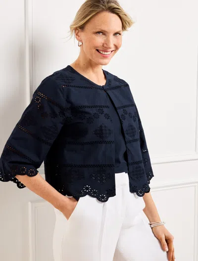 Talbots Eyelet Shrug - Blue - Small