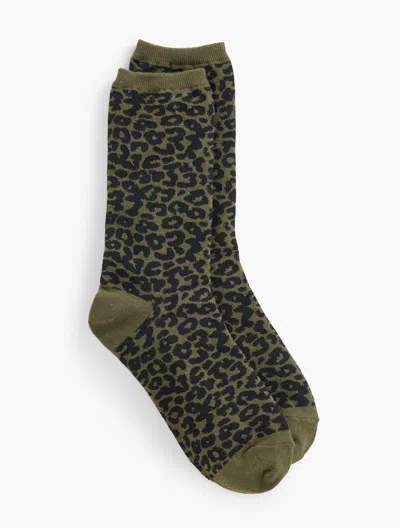 Talbots Fabulous Leopard Trouser Socks - Burnt Olive - 001  In Brown
