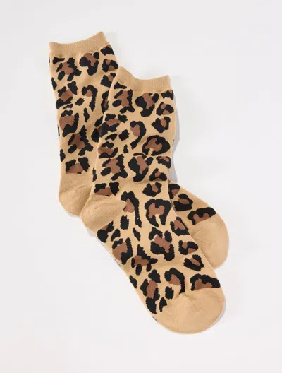 Talbots Fabulous Leopard Trouser Socks - Tobacco - 001