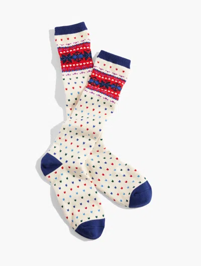 Talbots Fair Isle Wonderland Boot Socks - Ivory - 001  In Neutral
