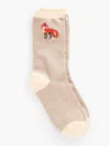 Talbots Fancy Fox Trouser Socks - Ivory - 001  In Ivory