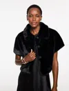 Talbots Faux Fur Capelet - Black - Medium  In Black