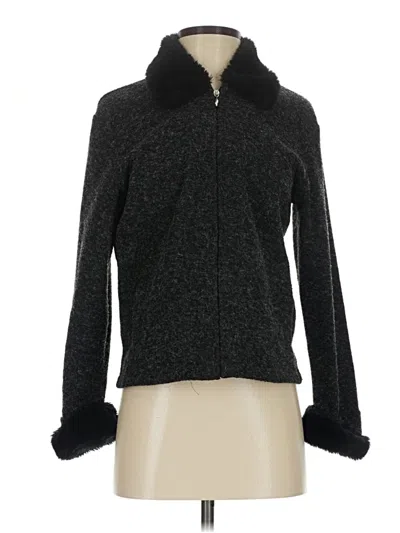 Pre-owned Talbots Faux Fur Jacket In Gray