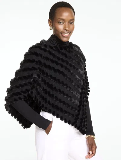 Talbots Faux Fur Poncho - Black - Xs/s