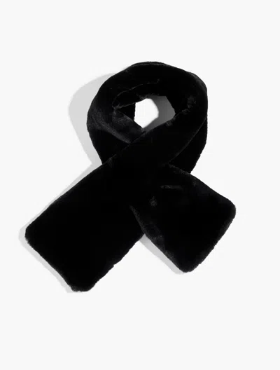 Talbots Faux Fur Pull-through Scarf - Black - 001