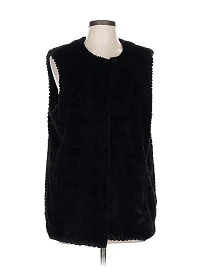 Pre-owned Talbots Faux Fur Vest In Black