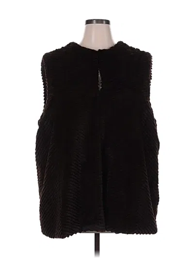 Pre-owned Talbots Faux Fur Vest In Black