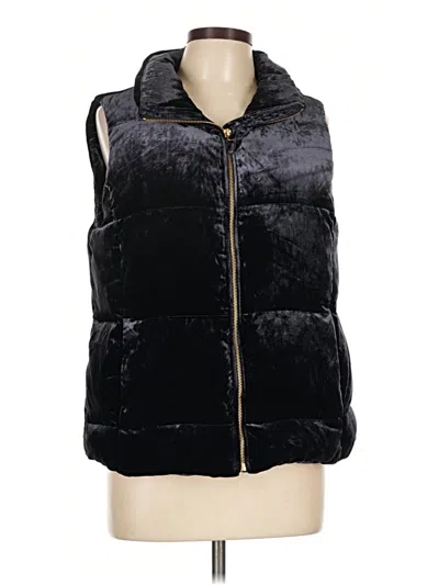 Pre-owned Talbots Faux Fur Vest In Black
