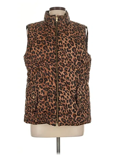 Pre-owned Talbots Faux Fur Vest In Brown