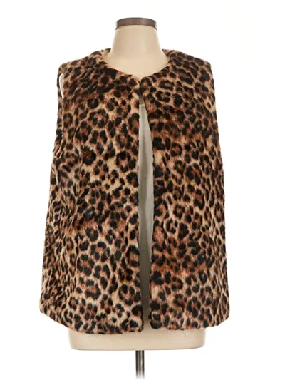 Pre-owned Talbots Faux Fur Vest In Brown