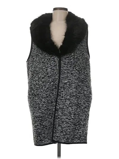 Pre-owned Talbots Faux Fur Vest In Gray