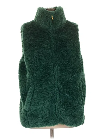 Pre-owned Talbots Faux Fur Vest In Green