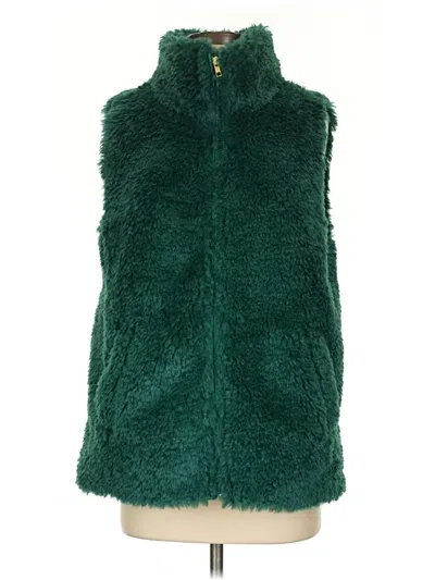 Pre-owned Talbots Faux Fur Vest In Green