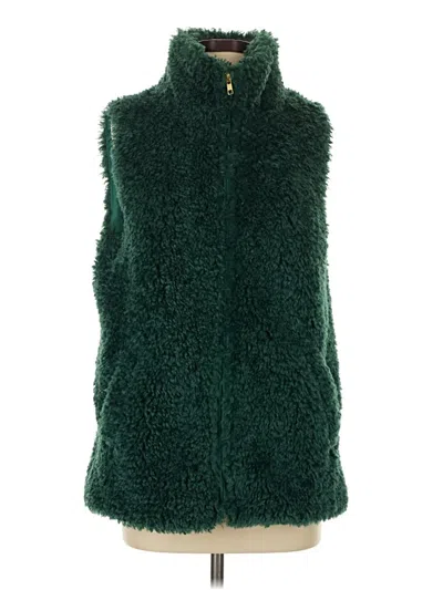 Pre-owned Talbots Faux Fur Vest In Green