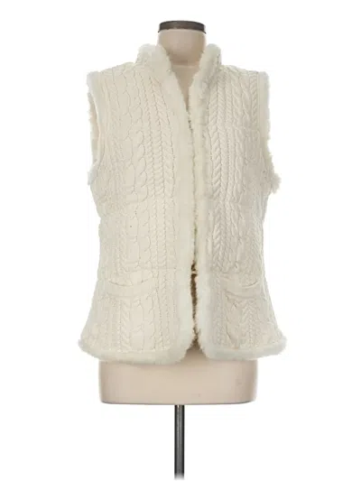 Pre-owned Talbots Faux Fur Vest In Ivory