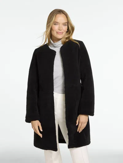 Talbots Faux Shearling Collarless Jacket - Black - Xs
