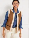 Talbots Faux Shearling Vest - Tobacco - 3x  In Tobacco