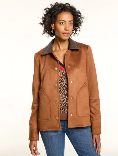 Talbots Faux Suede Barn Jacket - Tortoiseshell - Xs