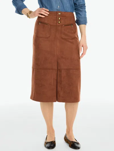 Talbots Faux Suede Midi Skirt - Dark Umber - 2