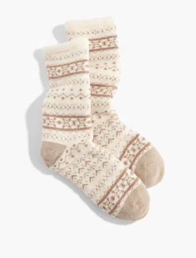 Talbots Festive Fair Isle Cozy Trouser Socks - Fawn - 001  In Neutral