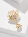 Talbots Festive Fizz Brooch - Crystal/gold - 001  In Gold