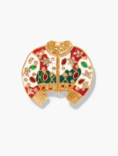 Talbots Festive Sweater Brooch - Red/gold - 001  In Multi