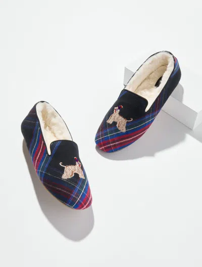 Talbots Fireside Marvelous Plaid Flannel Slippers - Black - 5m  In Animal Print
