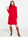 Talbots Fleece Side Button Turtleneck Dress - Red - Xl